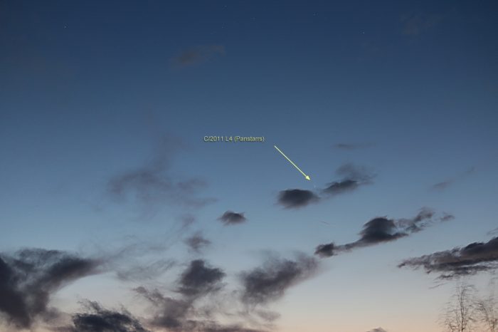 Komet Panstarrs am 19. März 2013 um 19:23 Uhr am Westhimmel