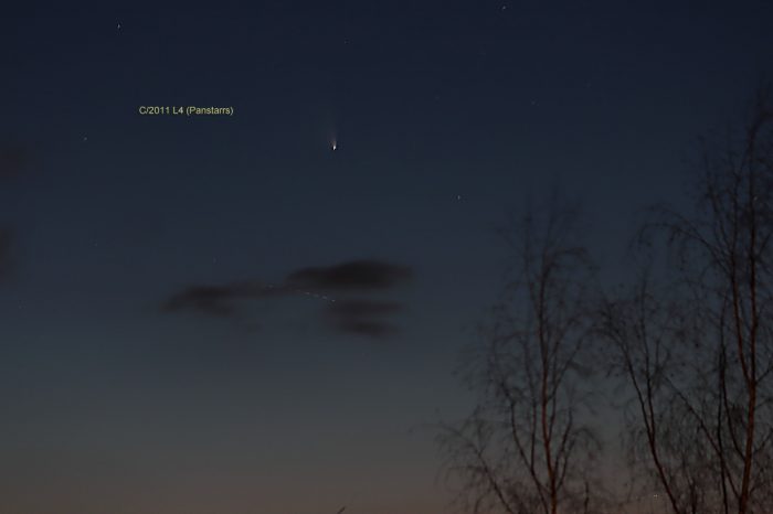 Komet Panstarrs am 19. März 2013 um 19:45 Uhr am Westhimmel