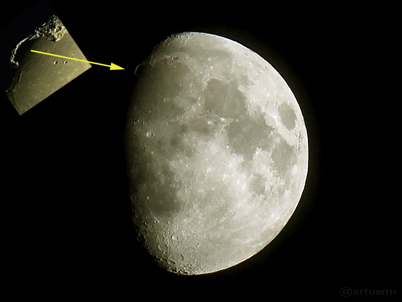 Goldener Henkel am Mond - 29. Mai 2015 um 00:01 Uhr - mit Ausschnittsvergrößerung