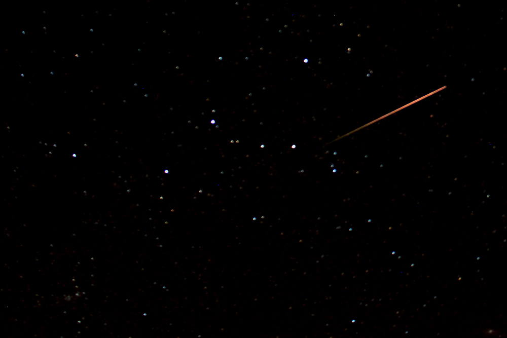 Meteor am 13. August 2012 um 00:42 Uhr im Sternbild Kassiopeia