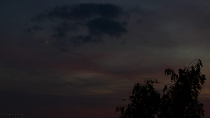Planetenpaar Jupiter und Venus am 29. Juni 2015 um 22:38 Uhr