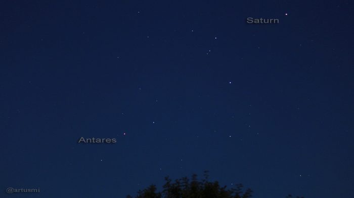Sternbild Skorpion mit Saturn am 10. Juli 2015 um 22:51 im Südwesten