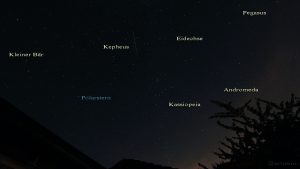 Meteor oberhalb von Kassiopeia - 13. August 2015 um 00:12 Uhr
