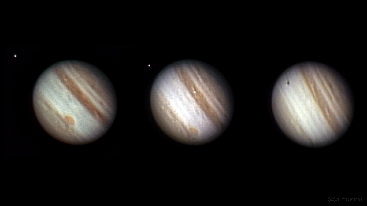 Jupiter und die vier galileischen Monde am 8. September 2021