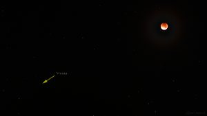 Asteroid Vesta am 28. September 2015 um 04:14 Uhr während der totalen Mondfinsternis