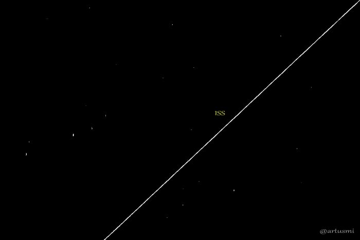 Strichspur der ISS am 9. Juni 2014 um 00:07 Uhr