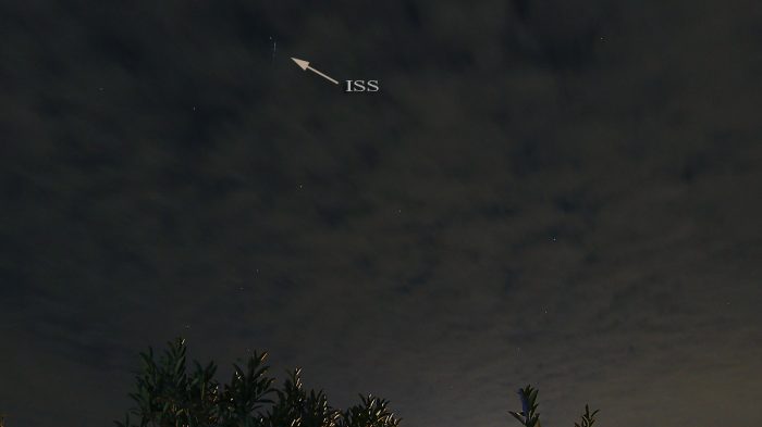 Die Internationale Raumstation (ISS) am 8. Oktober 2015 um 20:34 Uhr
