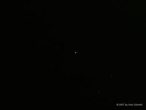Mars im Sternbild Zwillinge (Gemini) am 21. Dezember 2007 um 21:29 Uhr