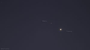 41 Bogenminuten trennen Mars und Venus am 3. November 2015 um 06:23 Uhr