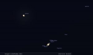 Enge Begegnung von Venus und Saturn am 9. Januar 2016 um 04:55 Uhr