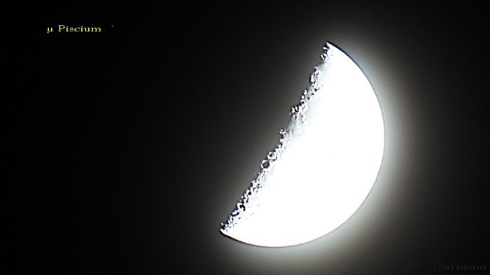 μ Piscium und Mond am 16. Januar 2016 um 19:24 Uhr