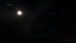 Westhimmel mit Jupiter und Mond am 18. April 2016 um 00:14 Uhr