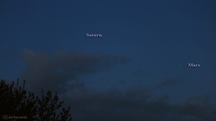 Saturn und Mars am Morgenhimmel - 4. Mai 2016 um 05:09 Uhr
