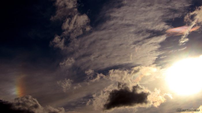 Linke Nebensonne und irisierende Wolken am 15. Juni 2016 um 19:41 Uhr