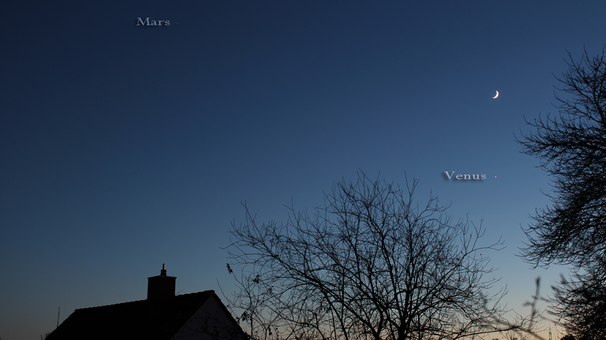 Mars, Venus und Mond am 3. Dezember 2016