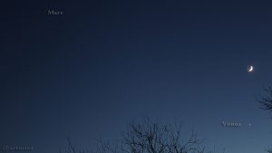 Dreieck Mars-Venus-Mond am 3. Dezember 2016 um 17:12 Uhr