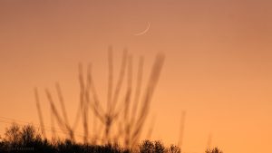 Schmale Mondsichel nach Neumond am 30. Dezember 2016 um 17:05 Uhr