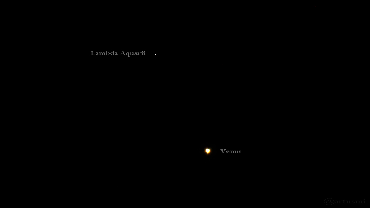 Konstellation Venus - Lambda Aquarii am 13. Januar 2017 um 20:20 Uhr