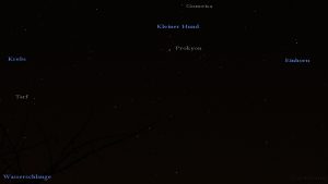 Sternbilder am Südosthimmel am 18. Januar 2017 um 20:41 Uhr