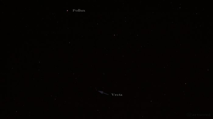 Pollux und Vesta am 18. Januar 2017 um 21:00 Uhr