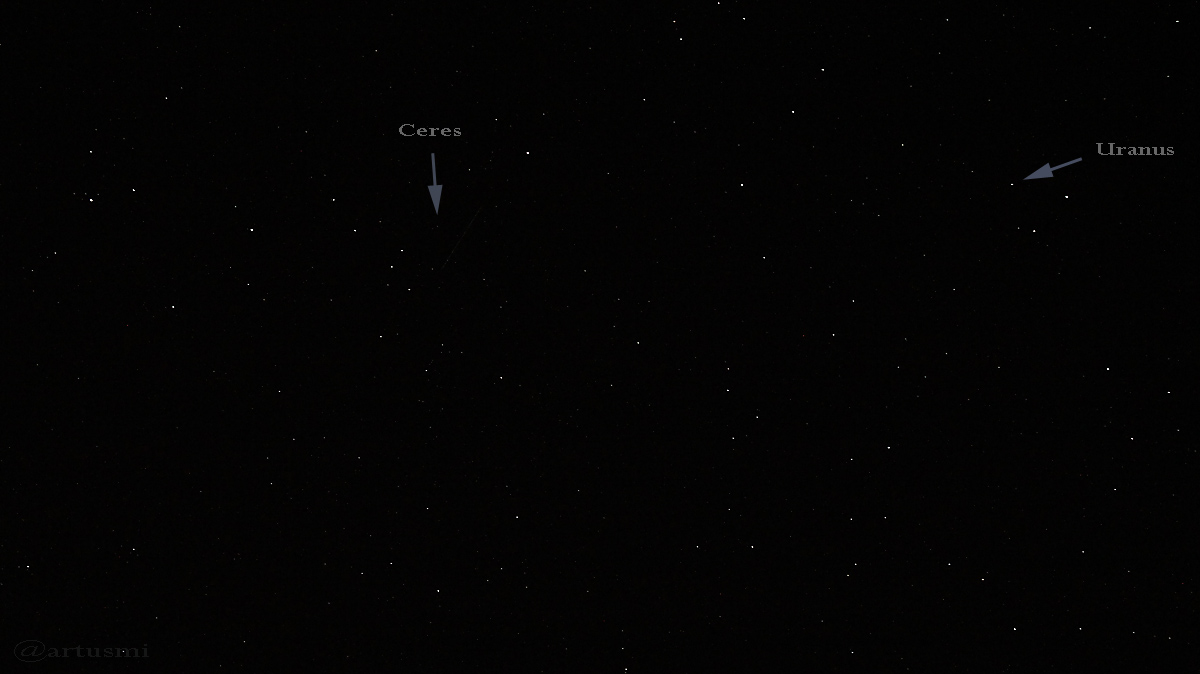 Ceres und Uranus am 19. Januar 2017 um 20:20 Uhr