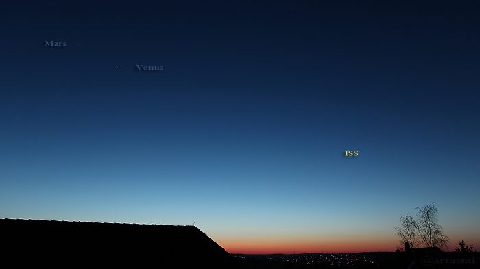 Mars, Venus und ISS am 13. Februar 2017 um 18:19 Uhr