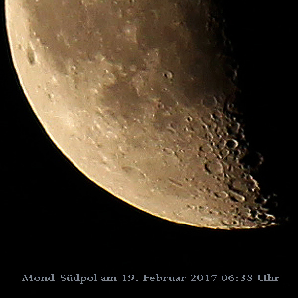Mond-Südpol am 19. Februar 2017 um 06:38 Uhr