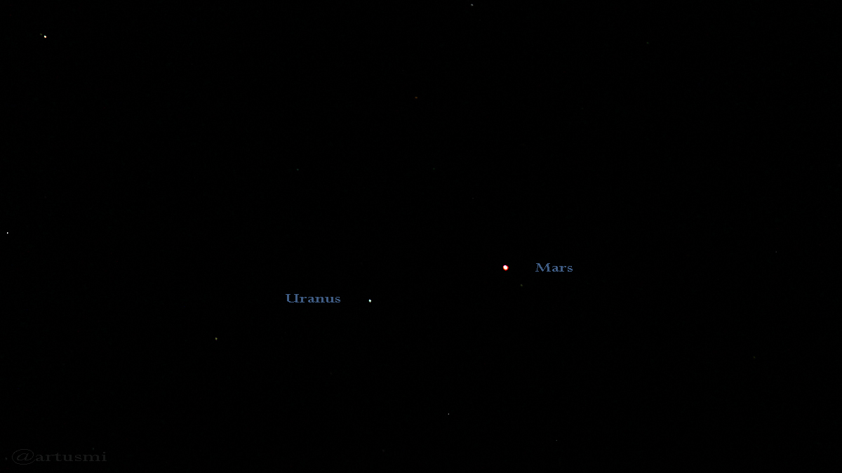 Uranus und Mars am 26. Februar 2017 um 19:50 Uhr