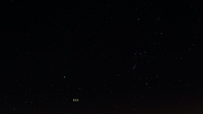 Eintritt der ISS in den Erdschatten am 27. März 2017 um 21:51 Uhr
