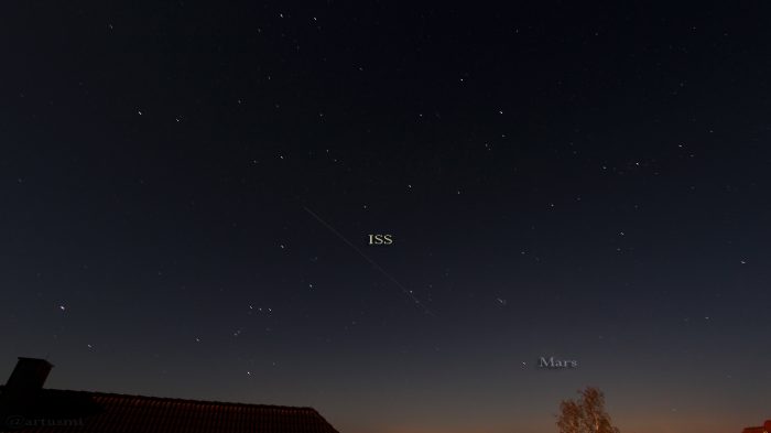 Strichspur der ISS am 9. April 2017 um 21:47 Uhr