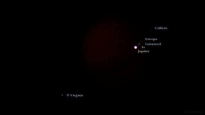 Jupiter mit den Galileischen Monden am 10. April 2017 um 23:06 Uhr