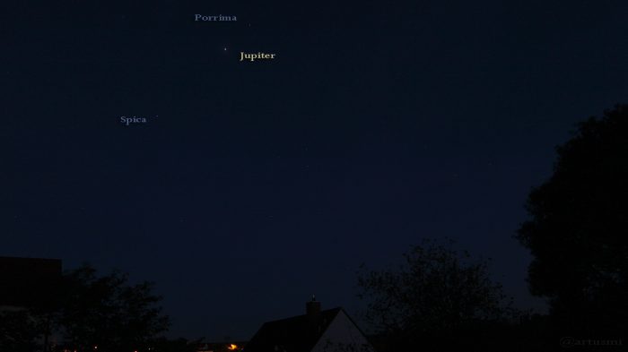 Porrima, Jupiter und Spica am Südhimmel - 17. Mai 2017, 22:14 Uhr