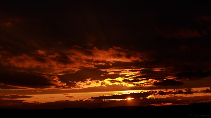 Sonnenuntergang am 9. September 2017 um 19:34 Uhr hinter Wolken