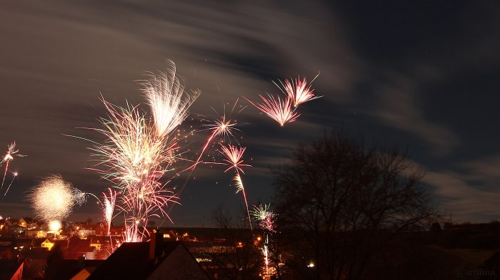 Feuerwerk in Eisingen am 1. Januar 2018 um 00:01 Uhr
