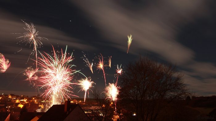 Feuerwerk in Eisingen am 1. Januar 2018 um 00:03 Uhr