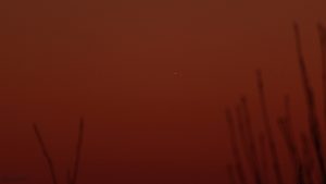 Planet Venus am 23. Februar 2018 um 18:24 Uhr in der Abenddämmerung tief am Westhimmel