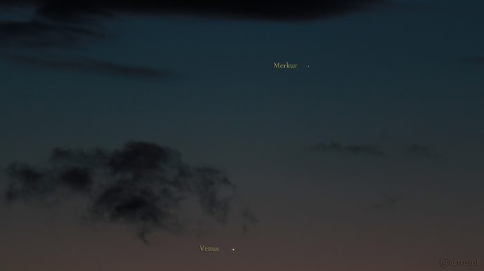 Venus und Merkur am 7. März 2018 um 18:58 Uhr am Westhimmel