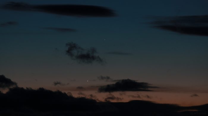 Venus und Merkur am 7. März 2018 um 18:59 Uhr am Westhimmel