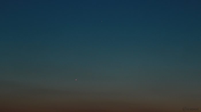 Planeten Venus und Merkur am 14. März 2018 um 19:12 Uhr