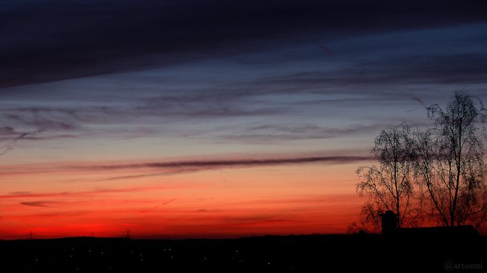 Nautische Dämmerung mit Abendrot am 21. März 2018 um 18:58 Uhr