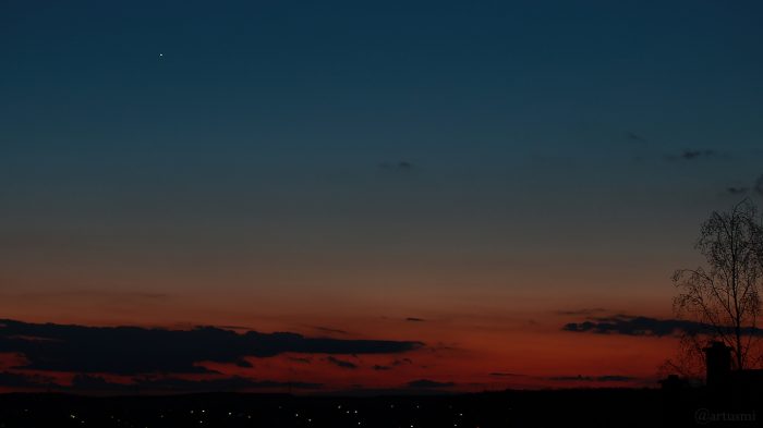 Planet Venus am 29. März 2018 um 20:22 Uhr am Abendhimmel