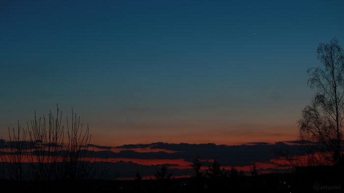 Planet Venus am 29. März 2018 um 20:26 Uhr am Abendhimmel