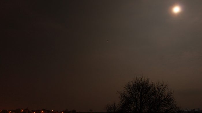 Jupiter und Mond am 2. April 2018 (Ostermontag) um 03:58 Uhr