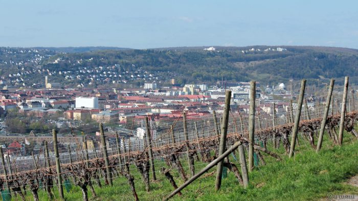 Würzburg: Blick auf die Zellerau und den Hexenbruch in Höchberg
