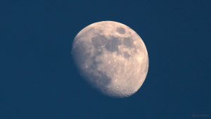 Zunehmender Mond mit randfernem Mare Crisium am 25. Mai 2018 um 20:49 Uhr