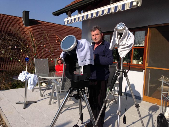 Artur Schmitt am 20. März 2015 während der partiellen Sonnenfinsternis
