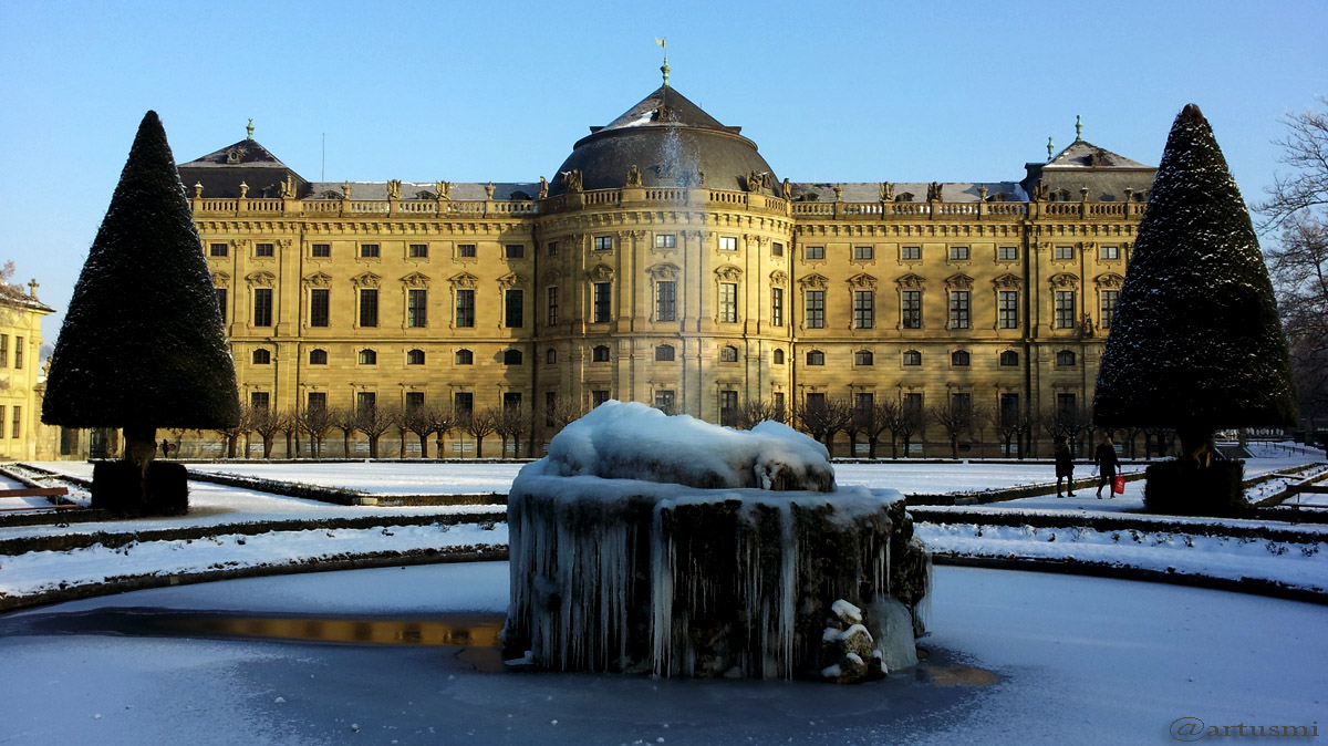 Hofgarten und Residenz in Würzburg am 22. Januar 2016