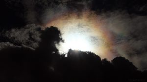 Irisierende Wolken um die Sonne am 29. Juli 2016 um 16:49 Uhr