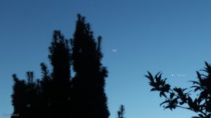 Strichspur der ISS und Planet Venus am 1. Juni 2018 um 22:22 Uhr am Westhimmel von Eisingen