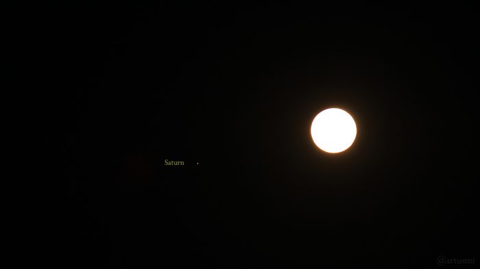 Saturn und kleinster südlichster Vollmond am 28. Juni 2018 um 04:06 Uhr